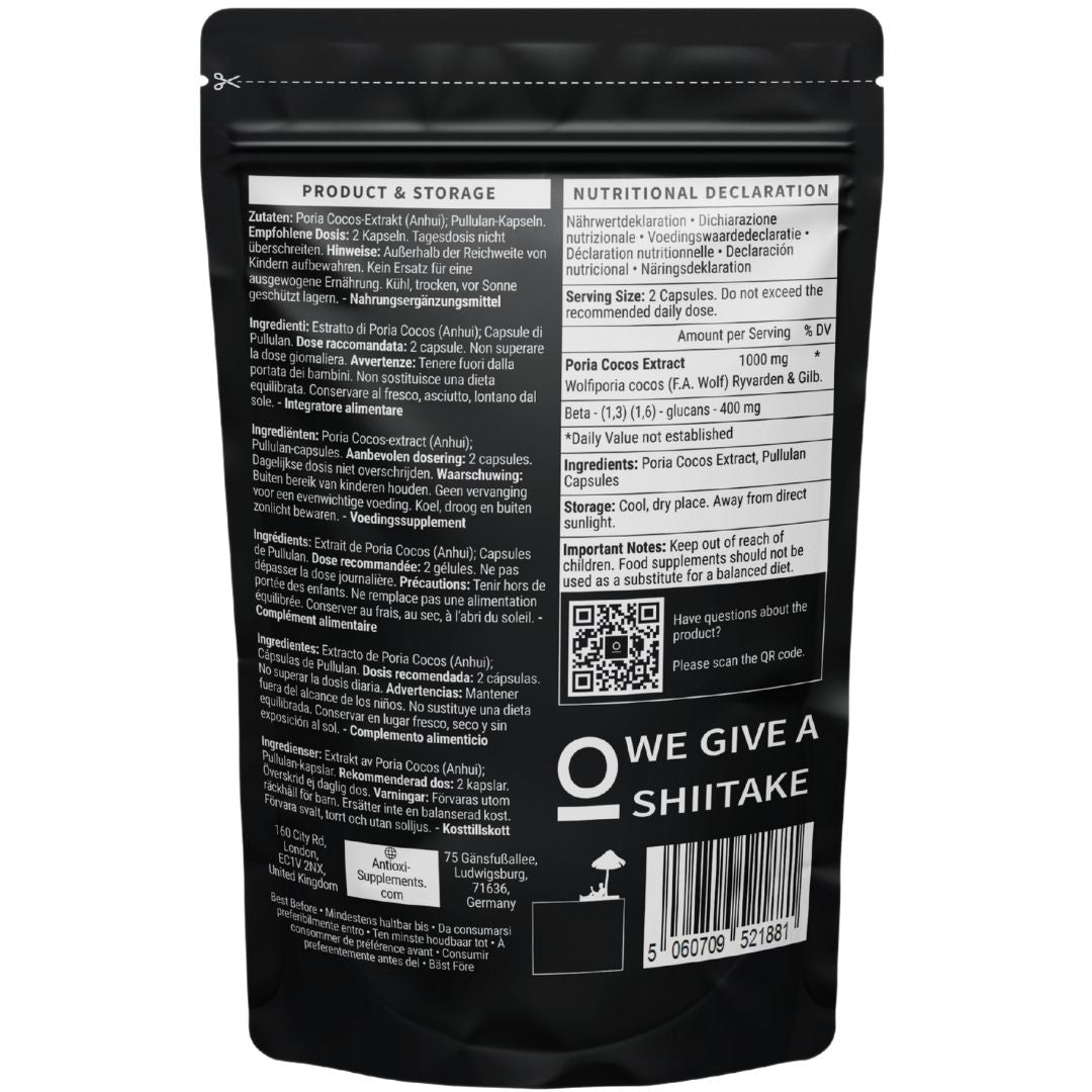 antioxi Poria Cocos mushroom capsule supplement back pouch