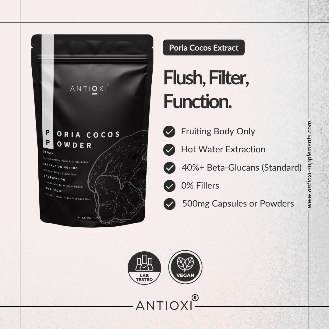 Antioxi porio cocos mushroom supplement product quality key facts