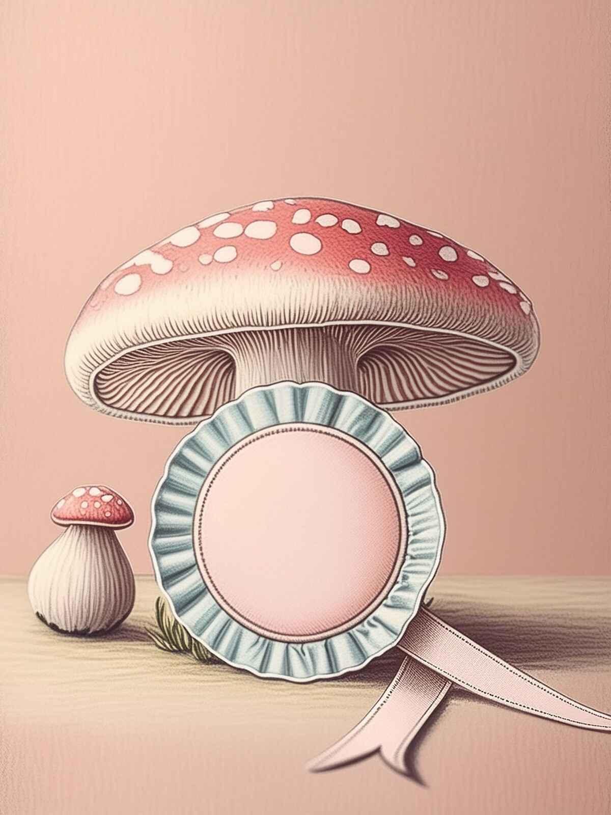 An illustration of a mushroom with a guarantee seal in front of the mushroom, symbolizing the assurance and quality of Antioxi's premium mushroom products.