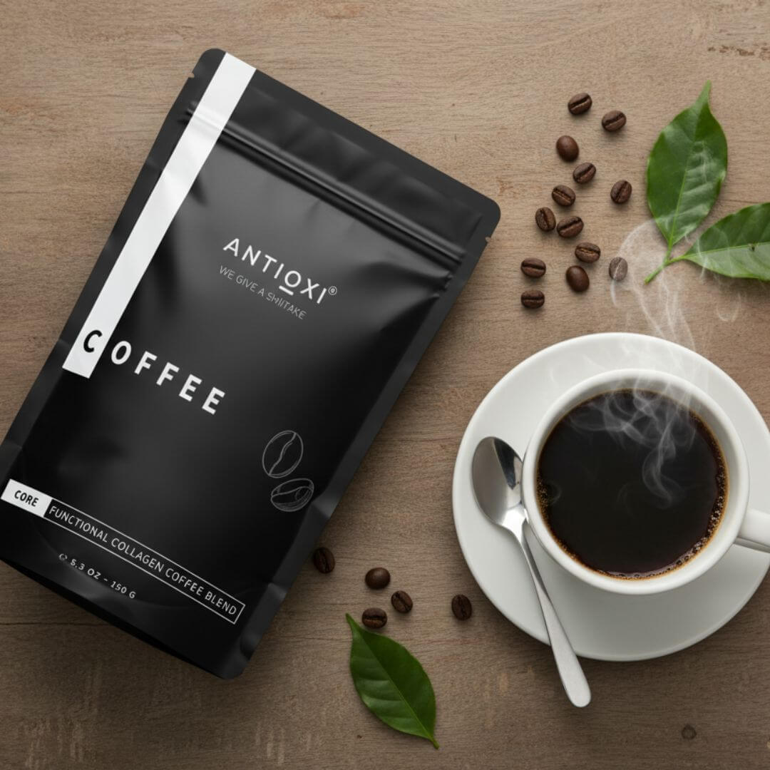 antioxi coffee with mushroom extracts and collagen