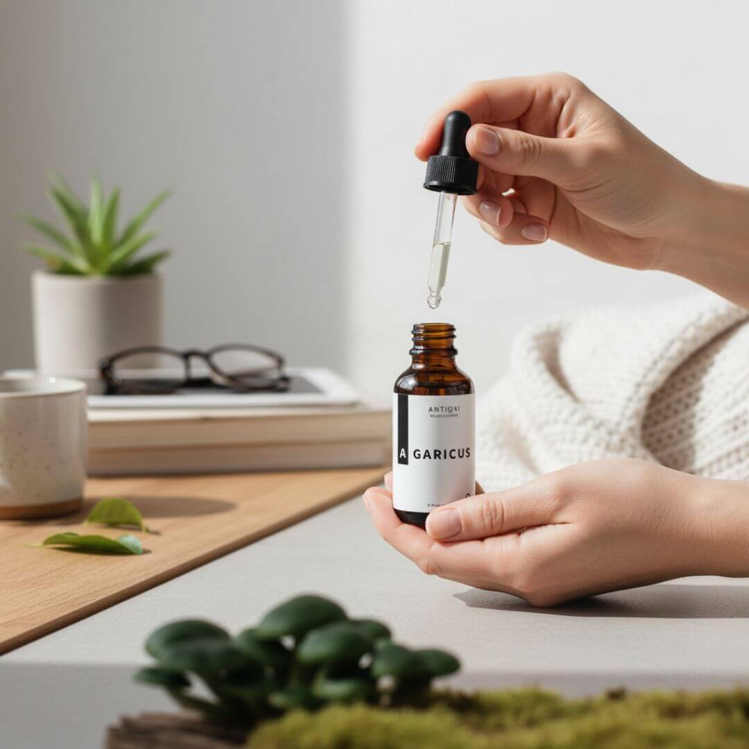 antioxi agaublazei mushroom tincture dropper