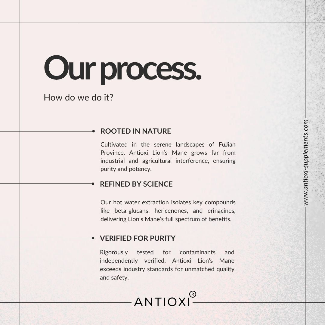 antioxi lions mane quality testing process