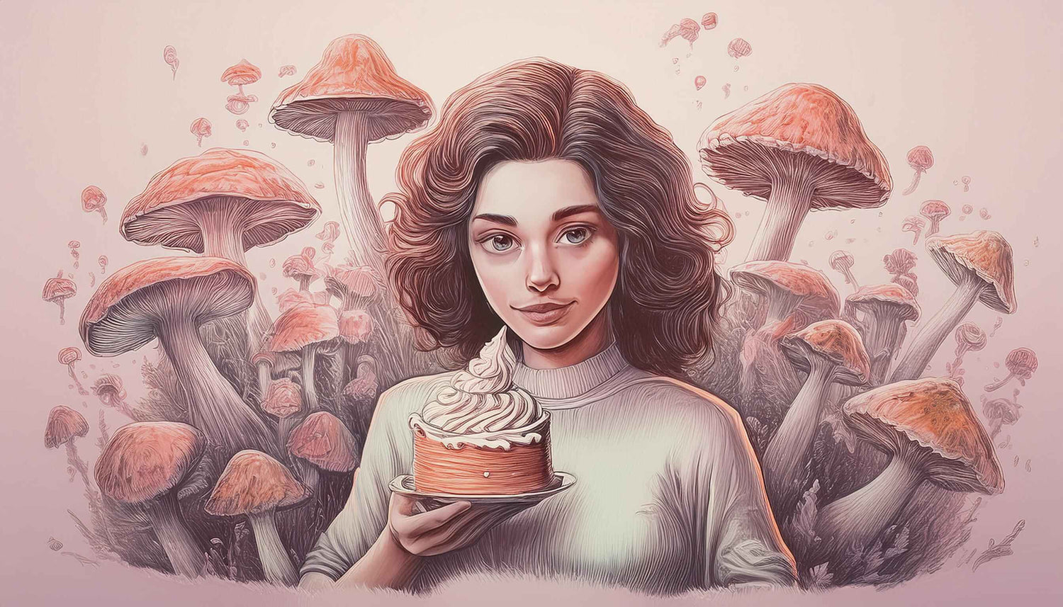 Women Eating A Mushroom Dessert in The Forest | Antioxi