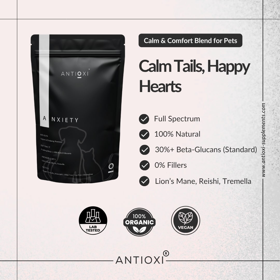 Antioxi Anxiety Mushroom Blend Supplement for Pets Features and Quality