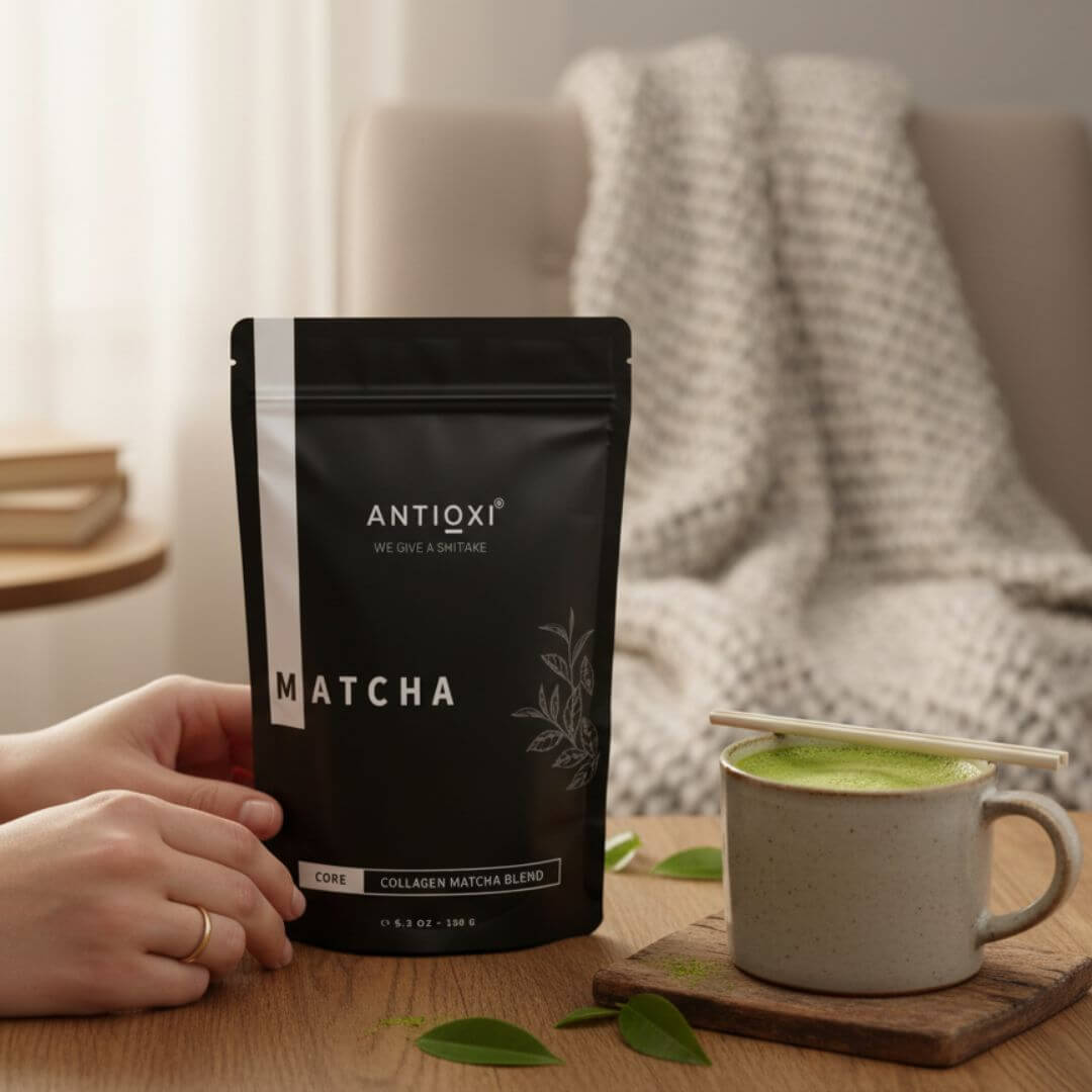 antioxi matcha with mushroom extracts and collagen
