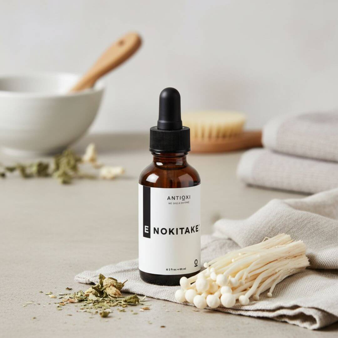 antioxi enokitake mushroom tincture dropper