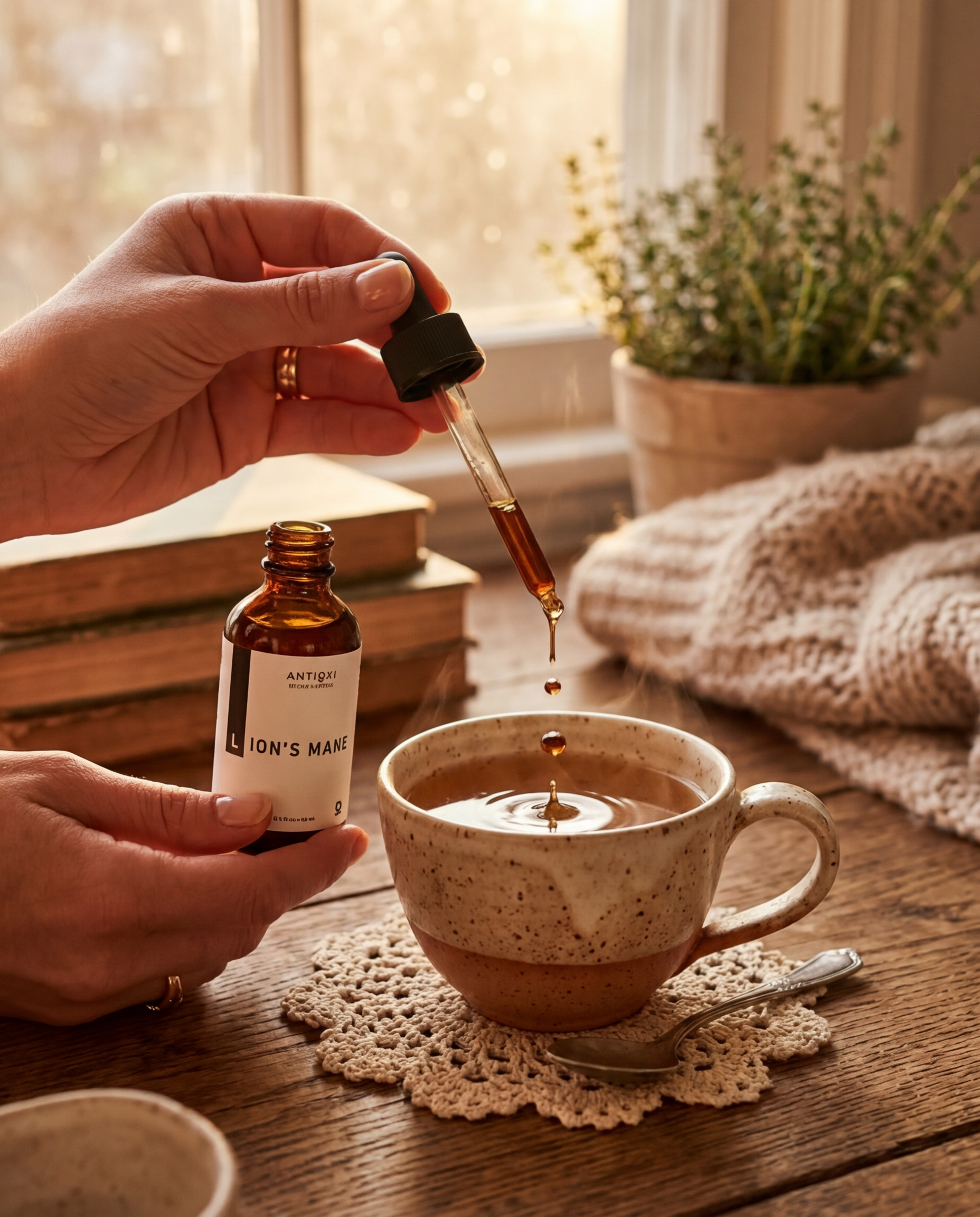 antioxi lion's mane tincture cup